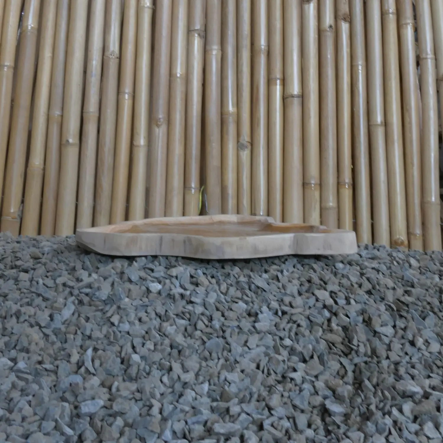  Product image 3 of the product “Natural unique teak plate,  approx diameter 40cm with a Height of 3cm ”